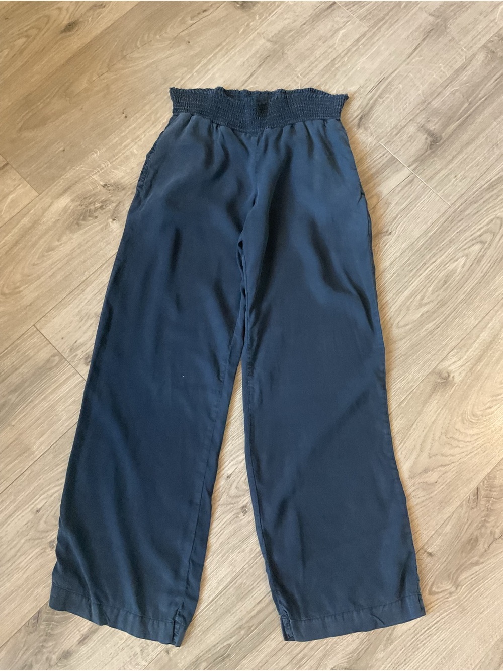 cloth & stone Navy Smocked-Waist Wide-Leg Pull-On Pants